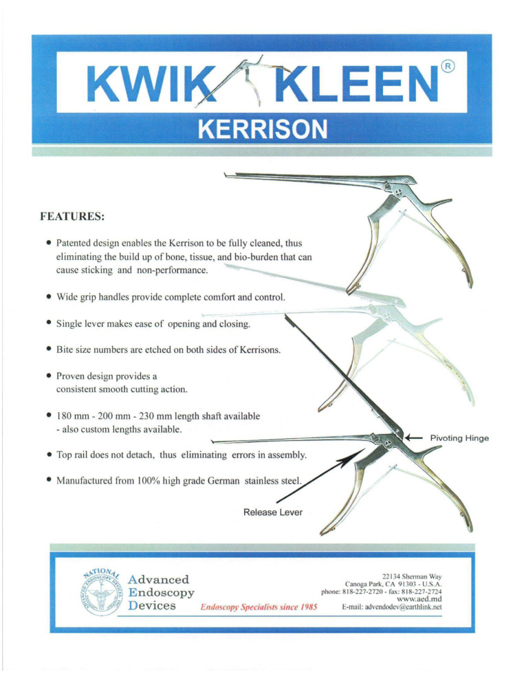 thumbnail of Kwik Kleen Kerrison Sell Sheet Advanced Endoscopy Devices