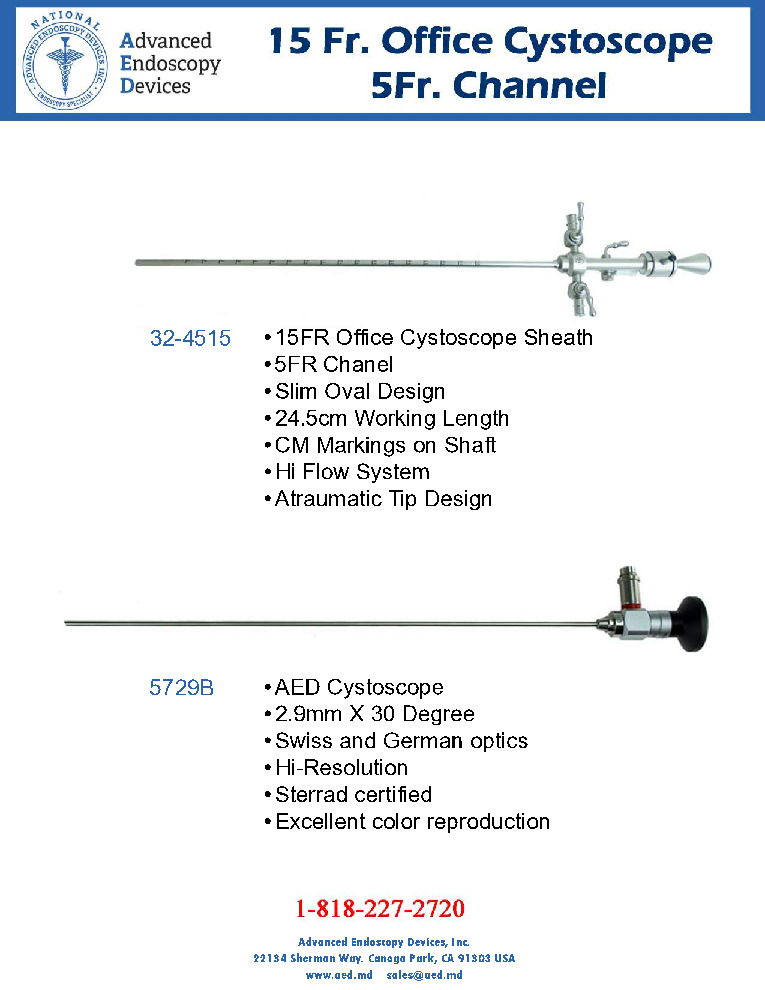 thumbnail of 15FR Office Cystoscope 5FR Channel Sell Sheet Advanced Endoscopy Devices