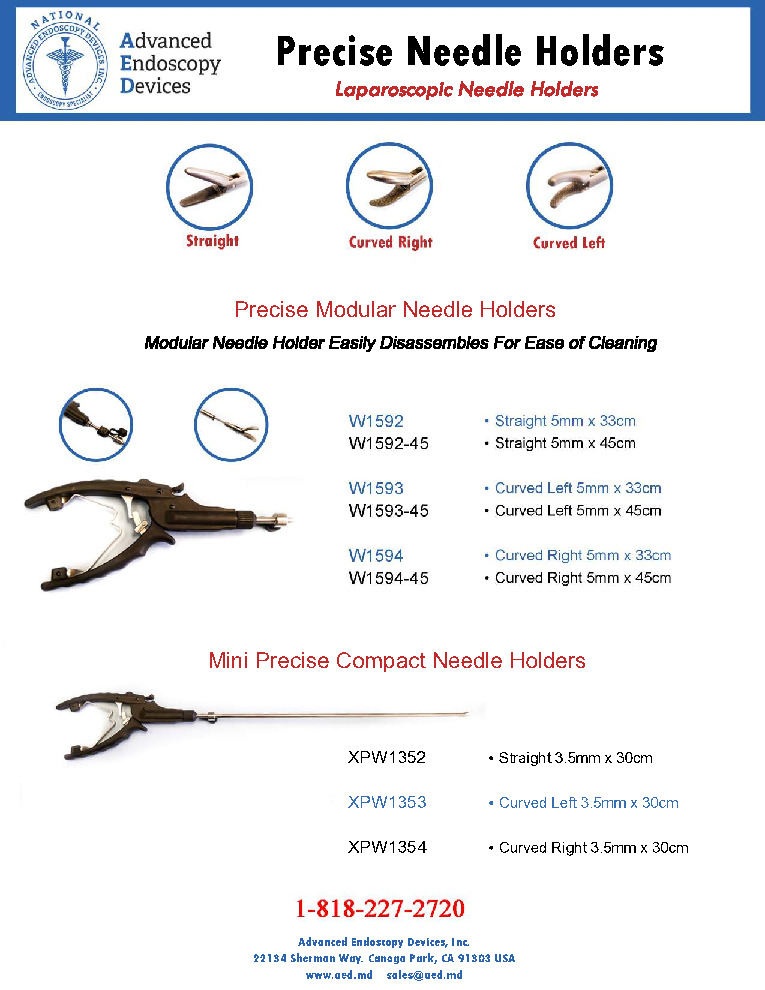 thumbnail of Precise Laparoscopic Needle Holders Promo Sheet Advanced Endoscopy Devices