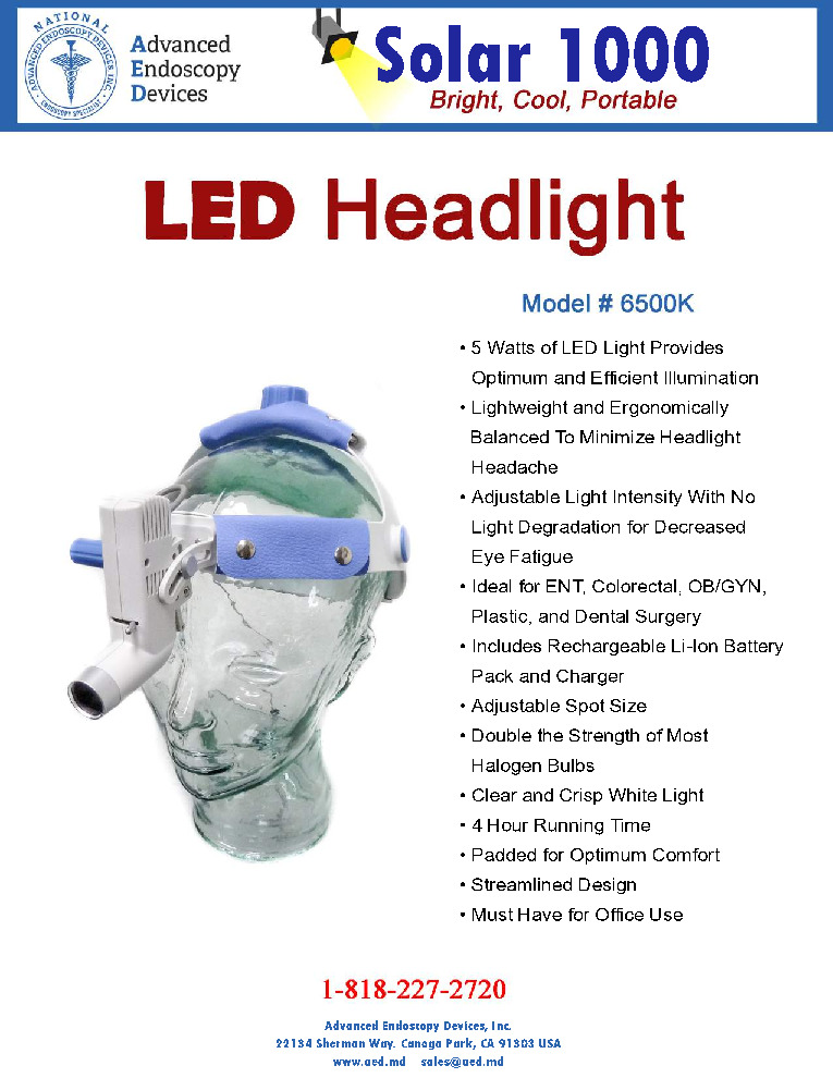 thumbnail of Solar 1000 LED Headlights Promo Sheet Advanced Endoscopy Devices