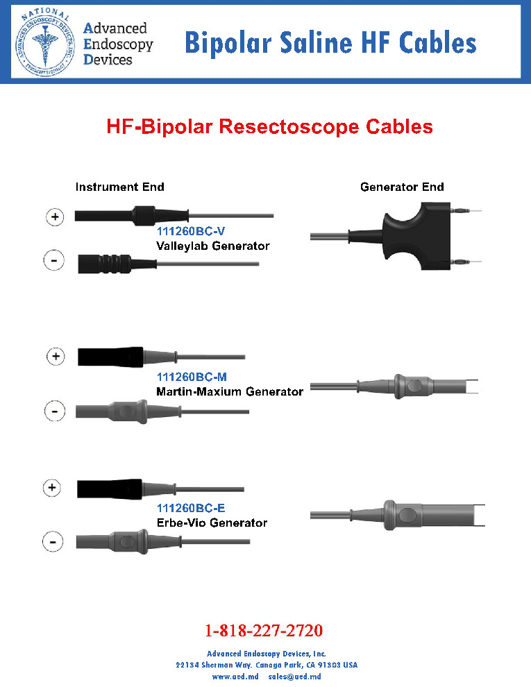 thumbnail of Bipolar Saline High Frequency Cables Product Sheet Advanced Endoscopy Devices