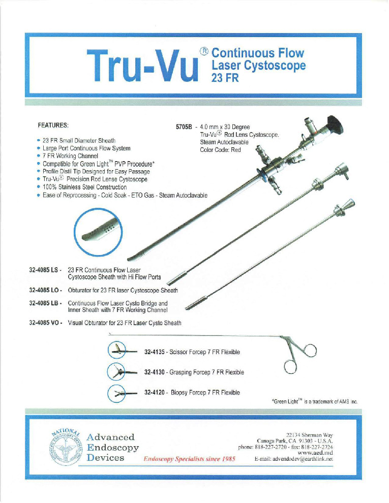 thumbnail of Tru-Vu Cystoscope Sell Sheet Advanced Endoscopy Devices