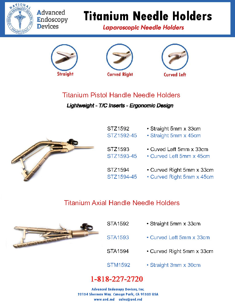 thumbnail of Titanium Laparoscopic Needle Holders Promo Sheet Advanced Endoscopy Devices