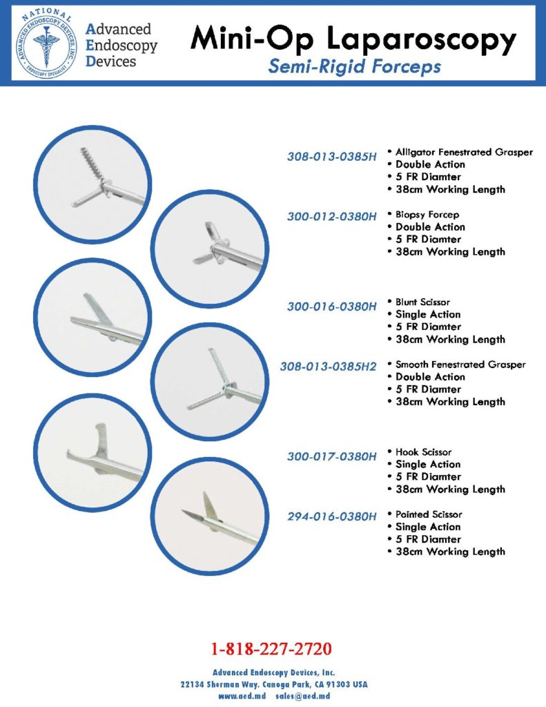 thumbnail of Mini-Op Laparoscopy Semi-Rigid Forceps Promo Sheet – Advanced Endoscopy Devices